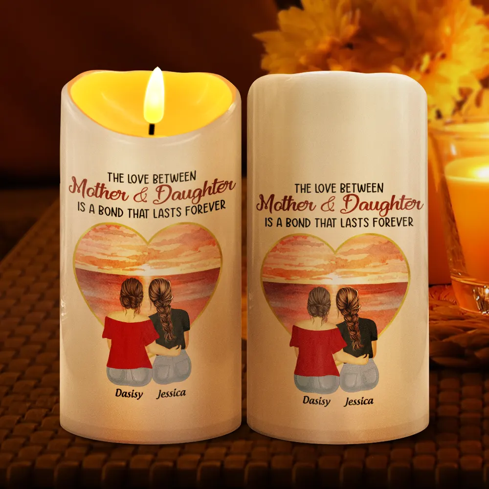 Mother & Daughters Forever Linked Together - Personalized Flameless LED Candle - Image 2