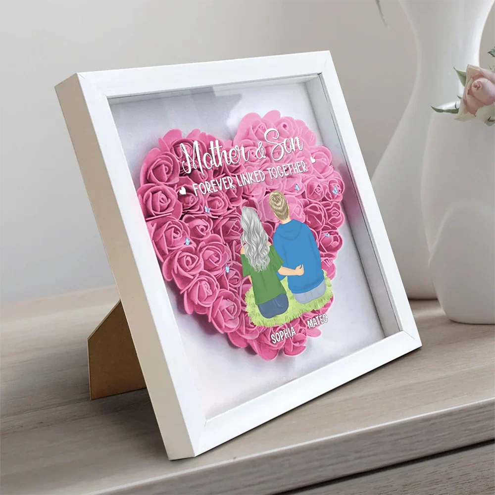 Mother & Daughters Forever Linked Together - Personalized Flower Shadow Box - Image 2