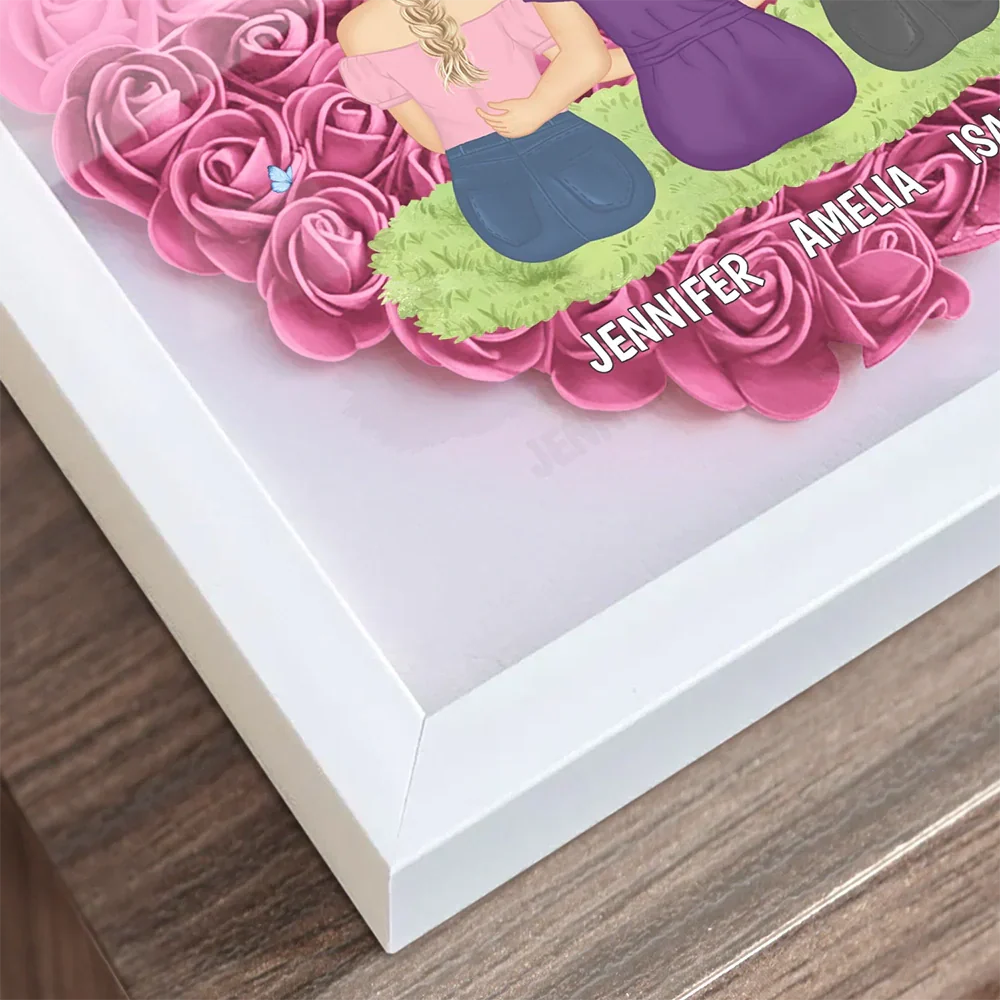 Mother & Daughters Forever Linked Together - Personalized Flower Shadow Box - Image 4