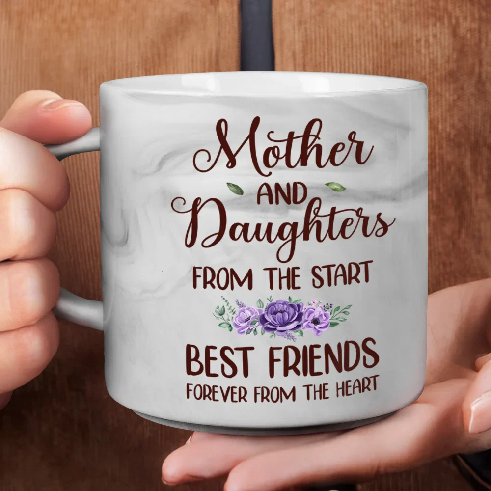 Mother & Daughters Forever Linked Together - Personalized Marble Mug - Image 4