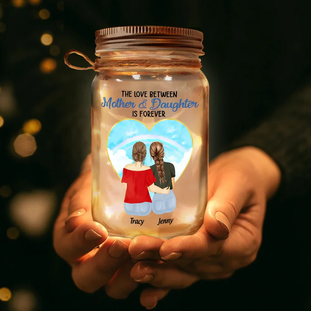 Mother & Daughters Forever Linked Together - Personalized Mason Jar Light - Image 3