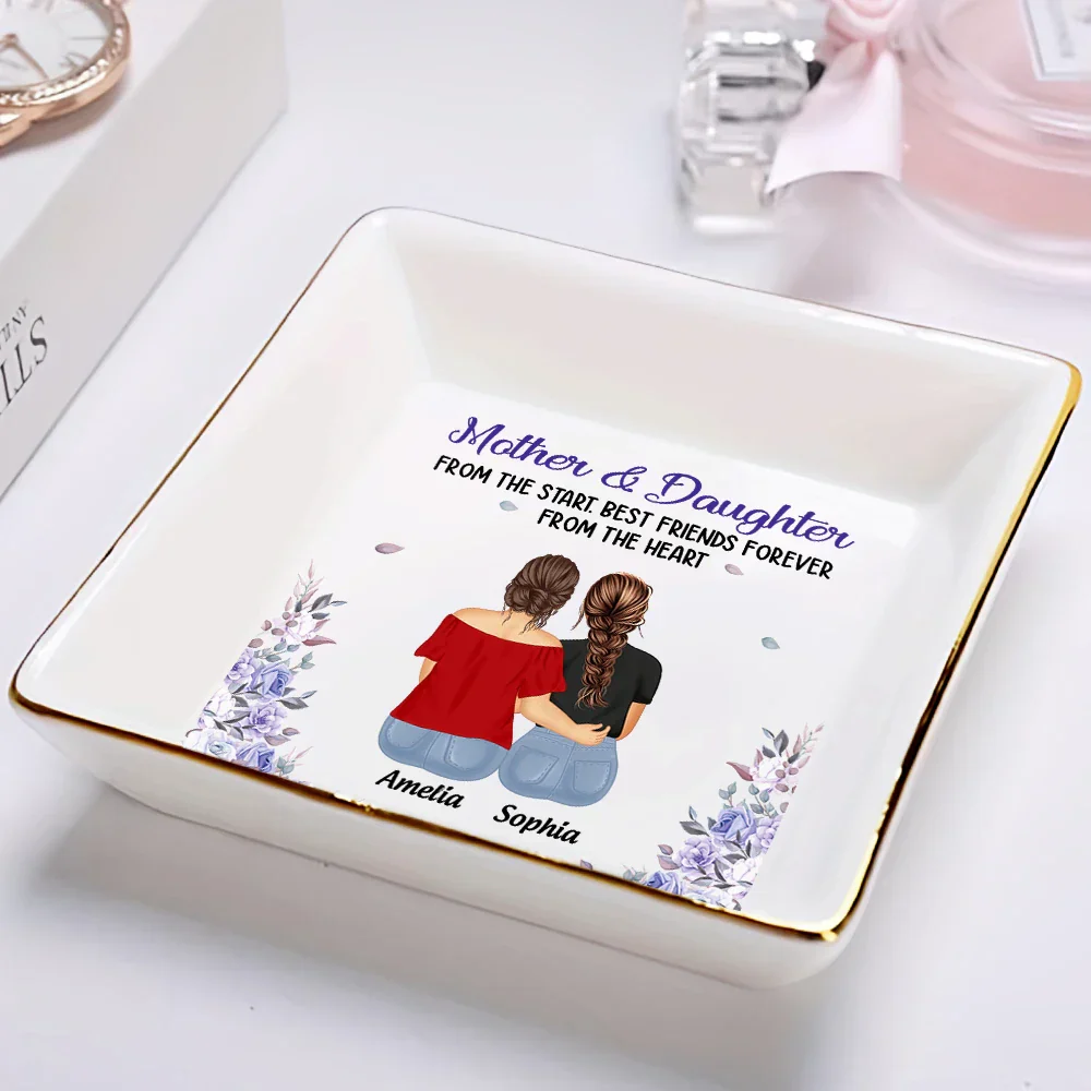 Mother & Daughters Forever Linked Together - Personalized Ring Dish - Image 2