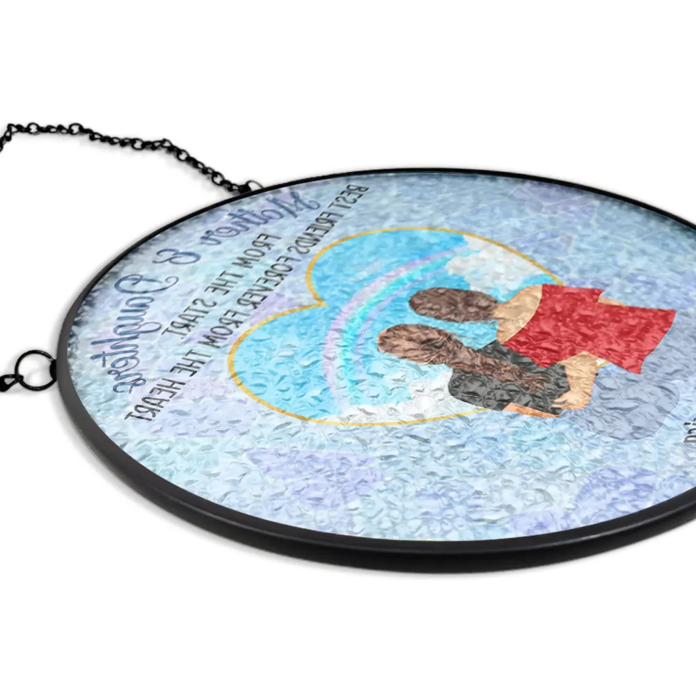 Mother & Daughters Forever Linked Together - Personalized Stained Glass Window Hanging Suncatcher - Image 5