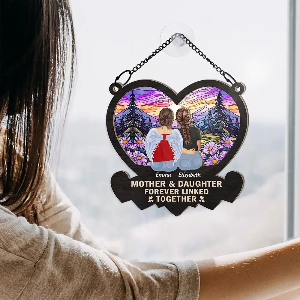 Mother & Daughters Forever Linked Together - Personalized Window Hanging Suncatcher Ornament - Image 4
