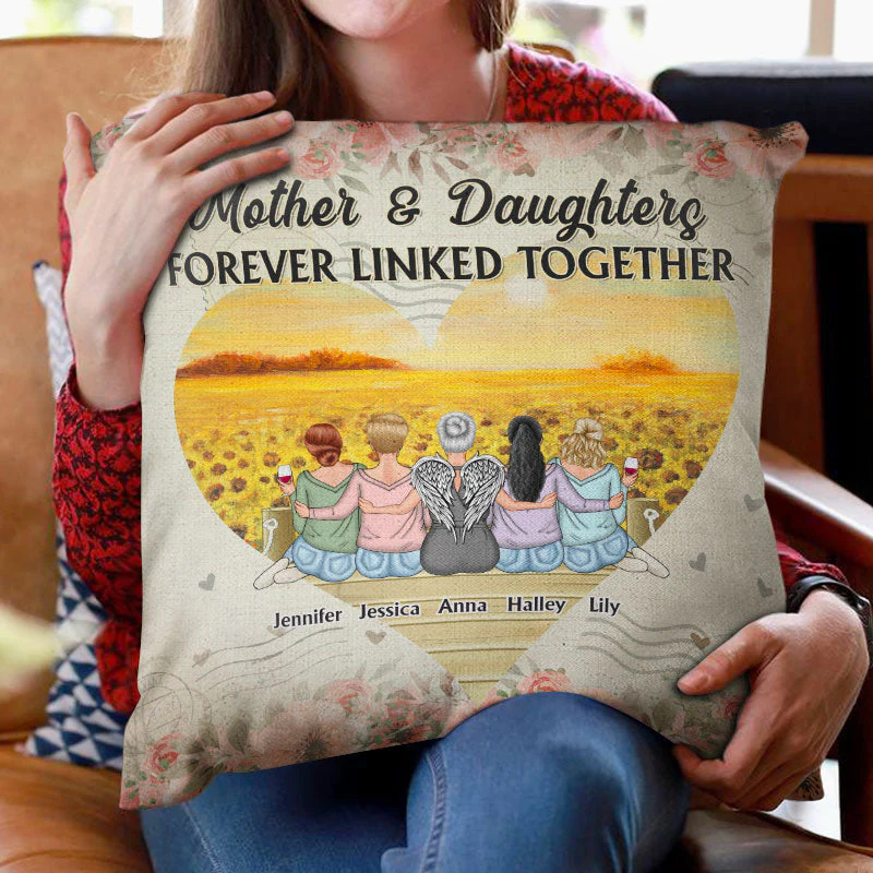 Mother Gift Mother & Daughter Forever Linked Together - Personalized Custom Pillow - Image 3