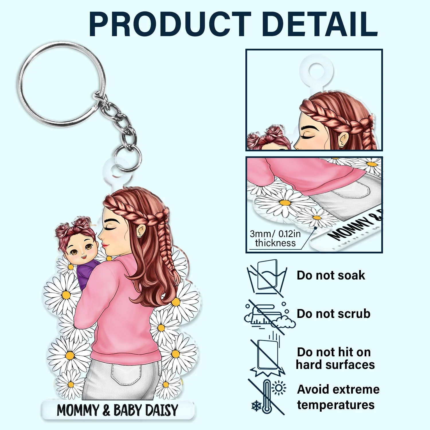Mother Grandma Hugging Baby - Gift For Mother & Grandma - Personalized Cutout Acrylic Keychain - Image 5