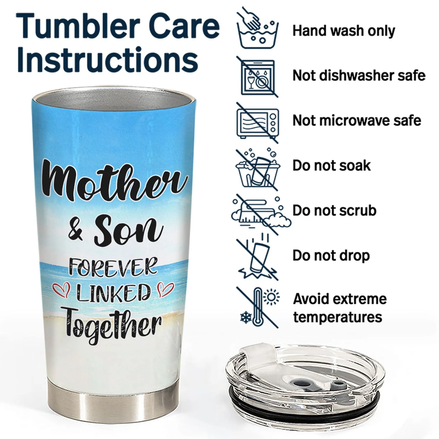 Mother & Son Forever Linked Together Watercolor Style - Birthday, Loving Gift For Mom, Grandma, Grandmother, Grandson - Personalized Custom Tumbler - Image 5