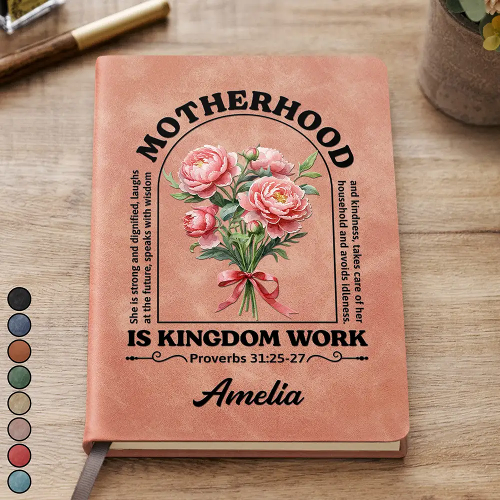 Motherhood Is Kingdom Work - Personalized Leather Journal