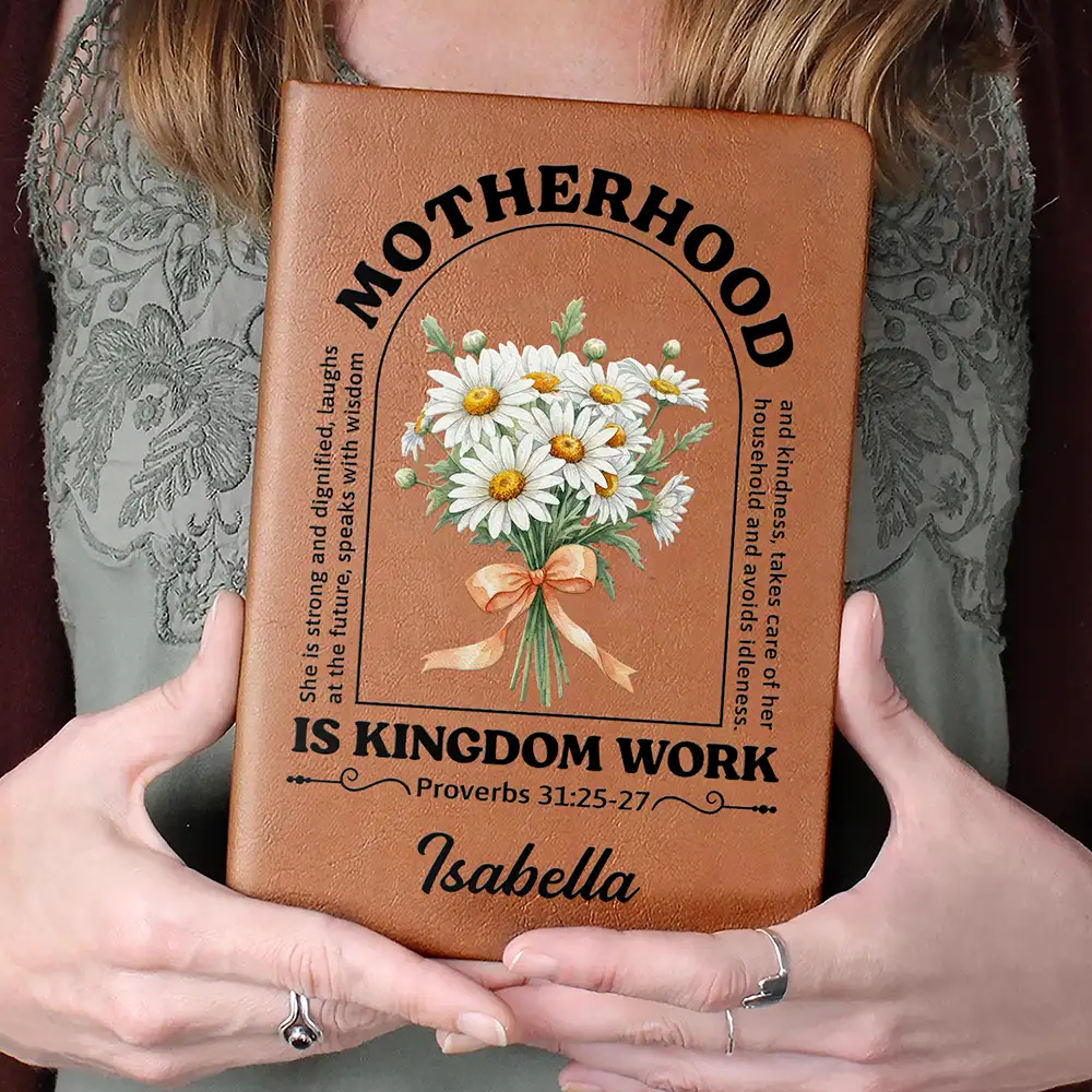 Motherhood Is Kingdom Work - Personalized Leather Journal - Image 4