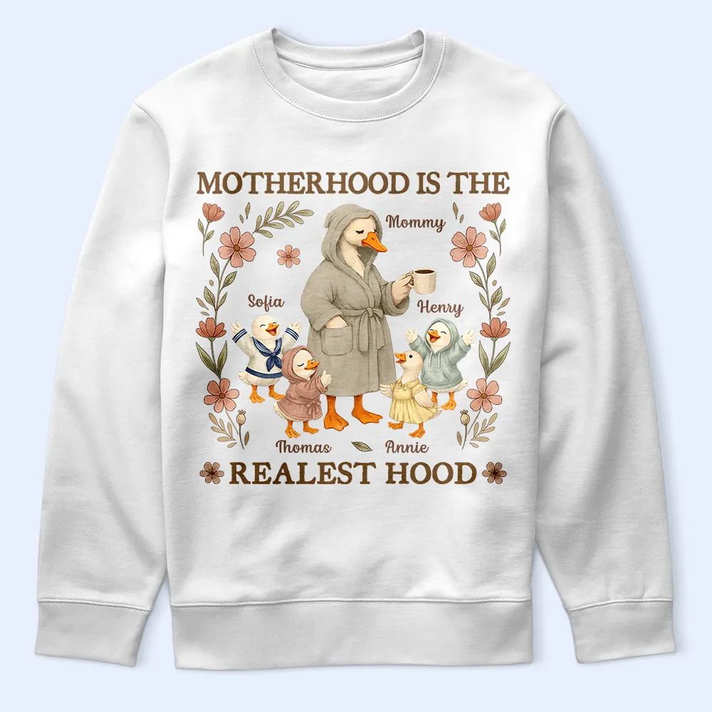Motherhood Is The Realest Hood - Personalized T Shirt - Image 5