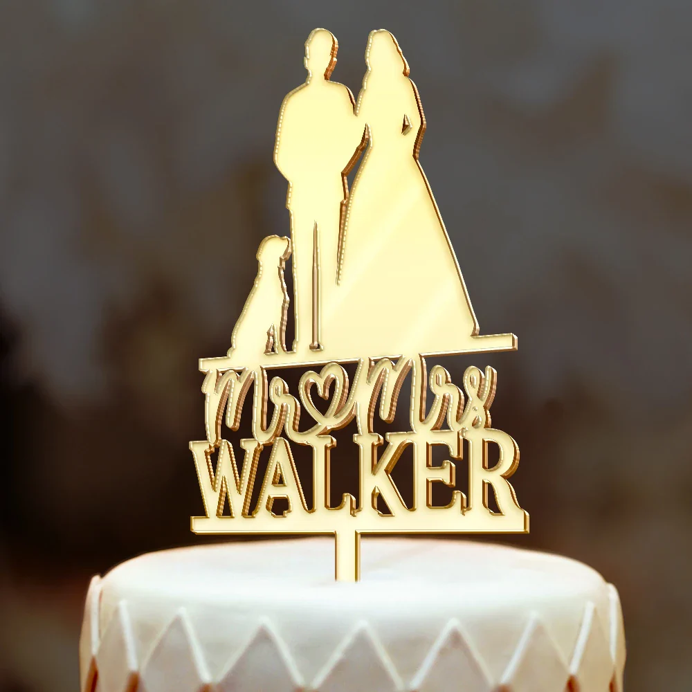 Mr & Mrs Pet Couple Wedding - Personalized Cake Topper - Image 4