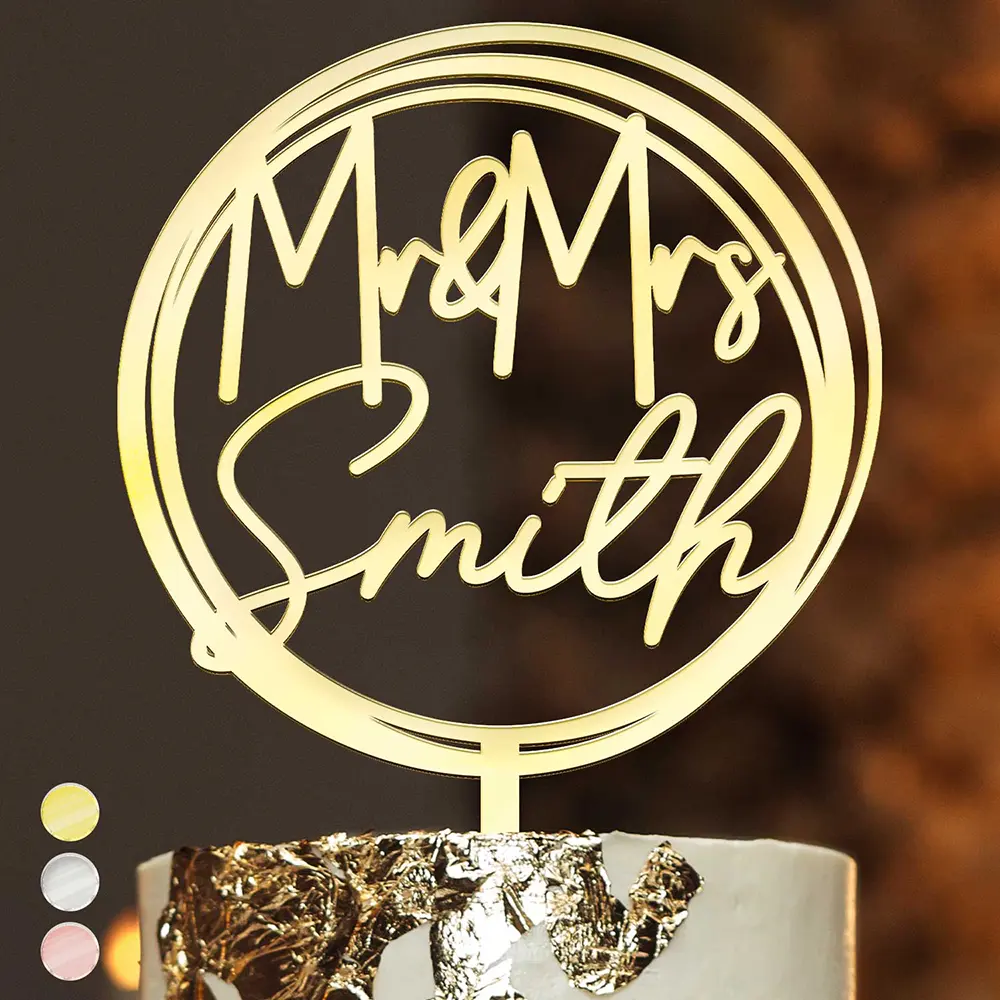 Mr & Mrs Wedding Gift For Newly Wed, Wedding Cake - Personalized Cake Topper