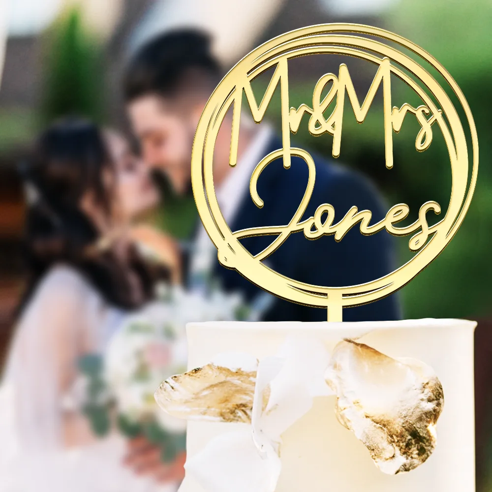 Mr & Mrs Wedding Gift For Newly Wed, Wedding Cake - Personalized Cake Topper - Image 3