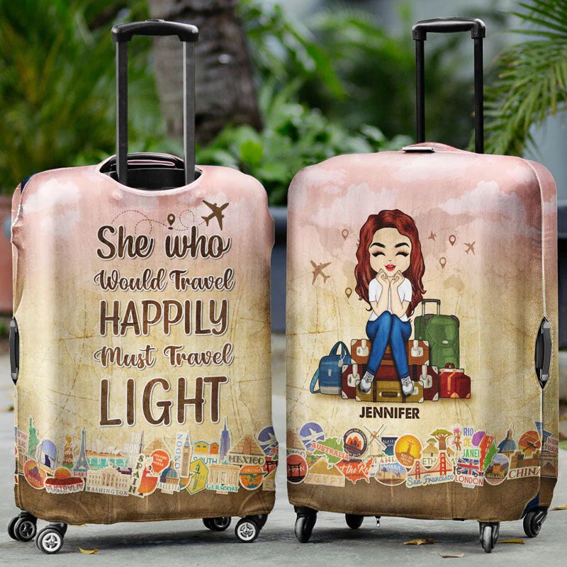 Must Travel Light - Gift For Travel Lover - Personalized Custom Luggage Cover - Image 2