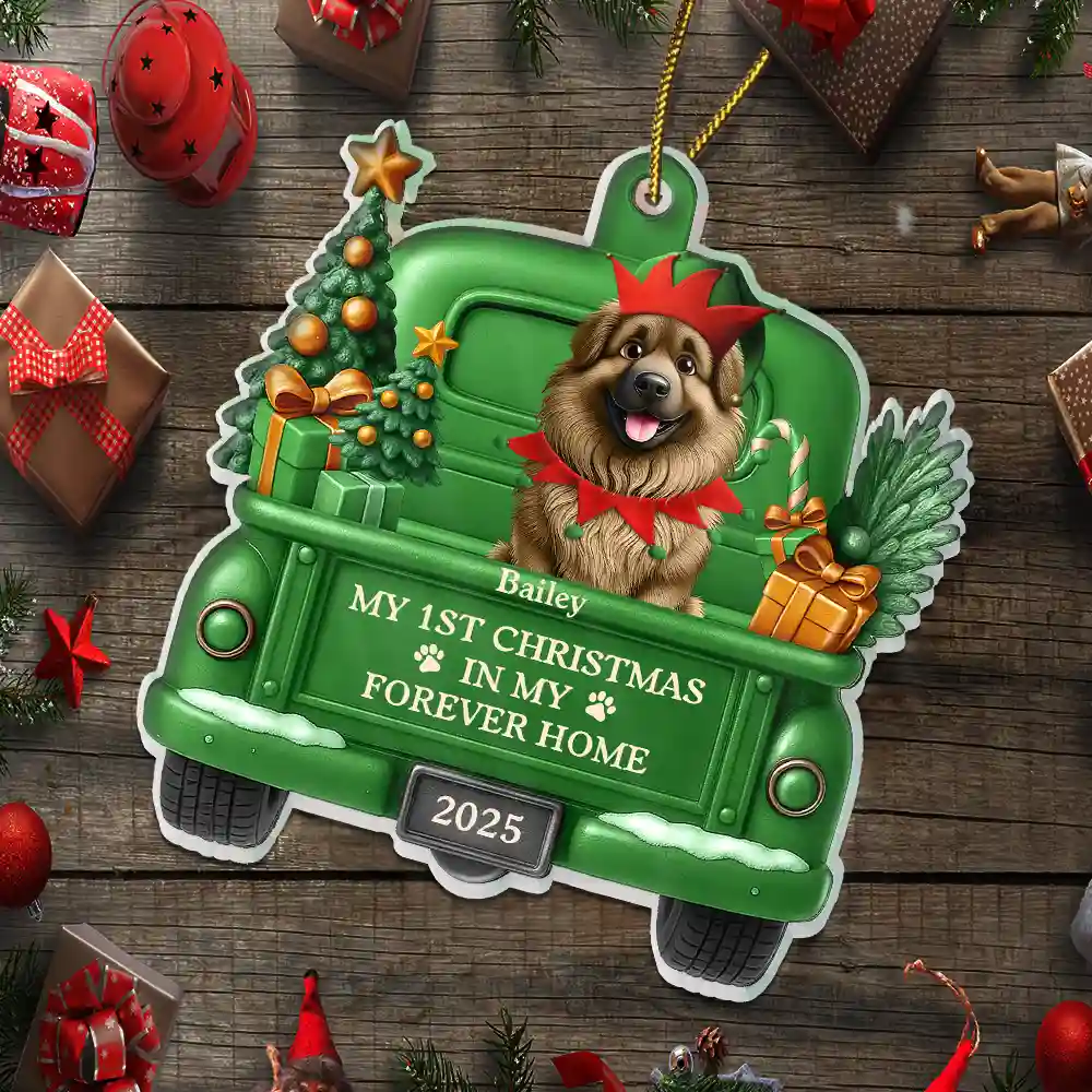 My 1st Christmas In My Forever Home 3D Effect Dog - Personalized Custom Shaped Acrylic Ornament - Image 5