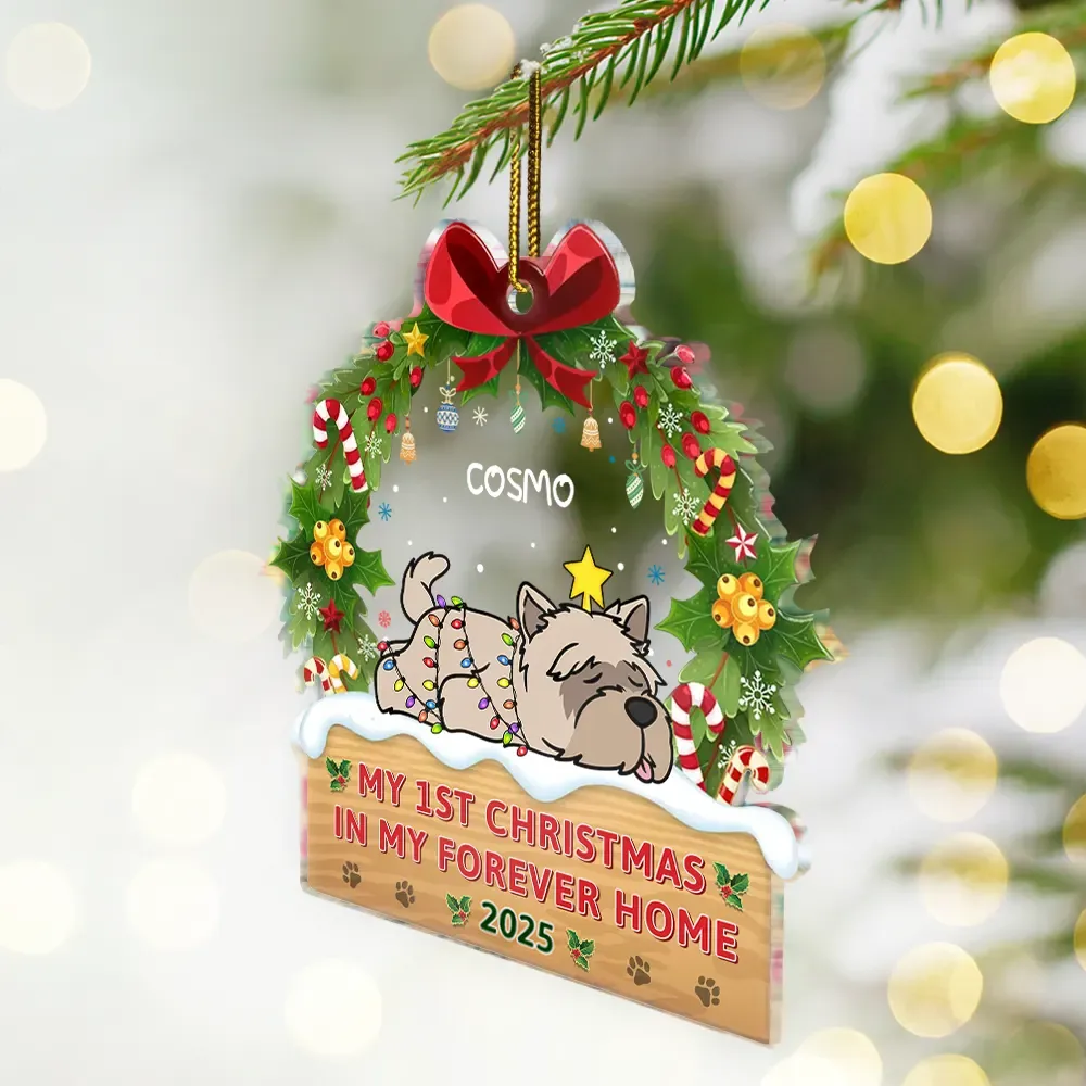 My 1st Christmas In My Forever Home - Personalized Custom Shaped Acrylic Ornament - Image 2