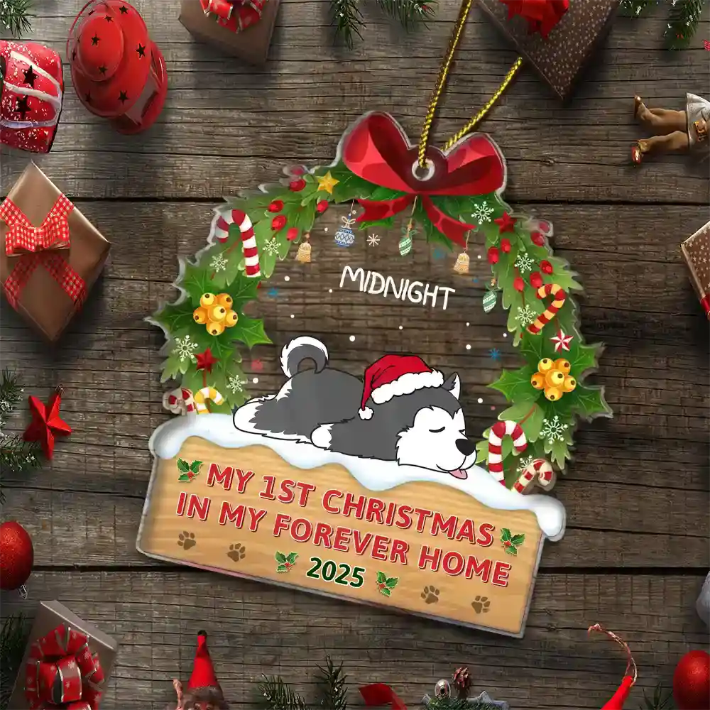 My 1st Christmas In My Forever Home - Personalized Custom Shaped Acrylic Ornament - Image 5