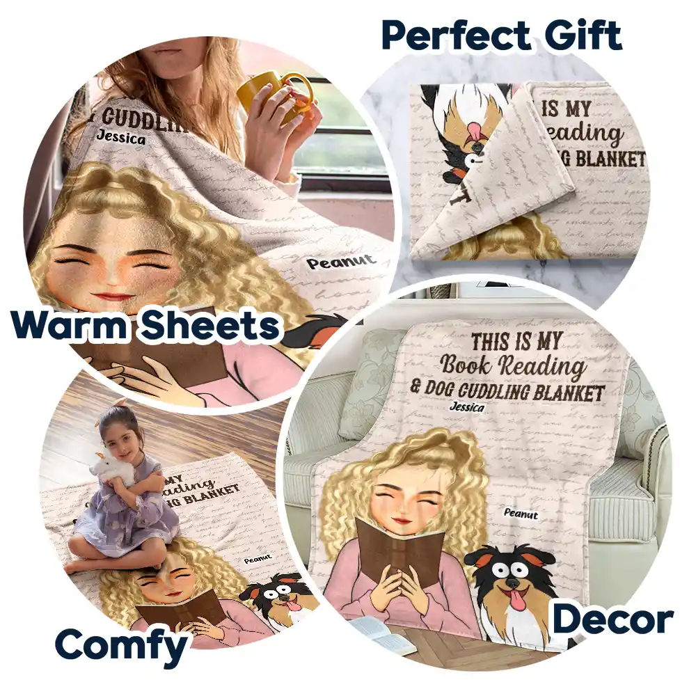 My Book Reading & Cat Cuddling Blanket - Personalized Fleece Blanket, Sherpa Blanket - Image 7