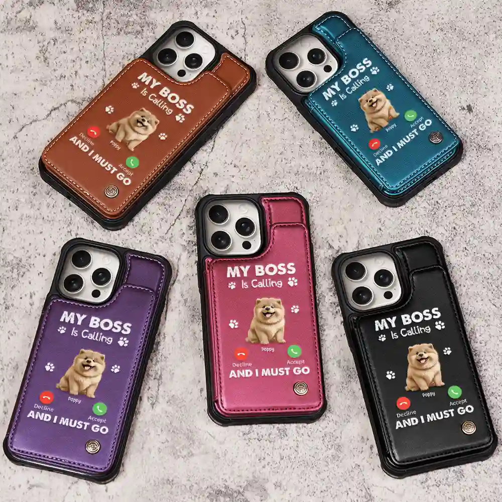 My Bosses Are Calling And I Must Go - Personalized Leather Flip Wallet Phone Case - Image 3
