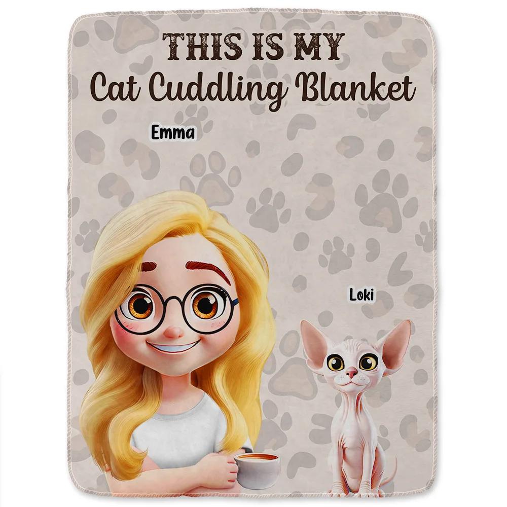 My Cat Dog Cuddling Blanket Peeking 3D Effect - Personalized Fleece Blanket, Sherpa Blanket - Image 2