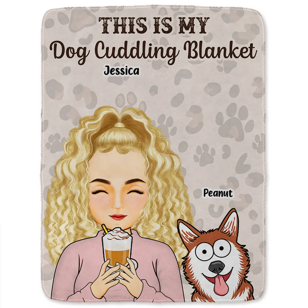My Cat Dog Cuddling Blanket Peeking - Personalized Fleece Blanket, Sherpa Blanket - Image 2