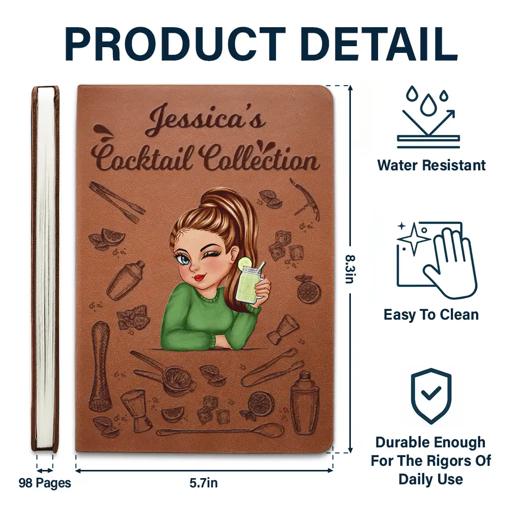 My Cooktail Book - Personalized Leather Journal - Image 5