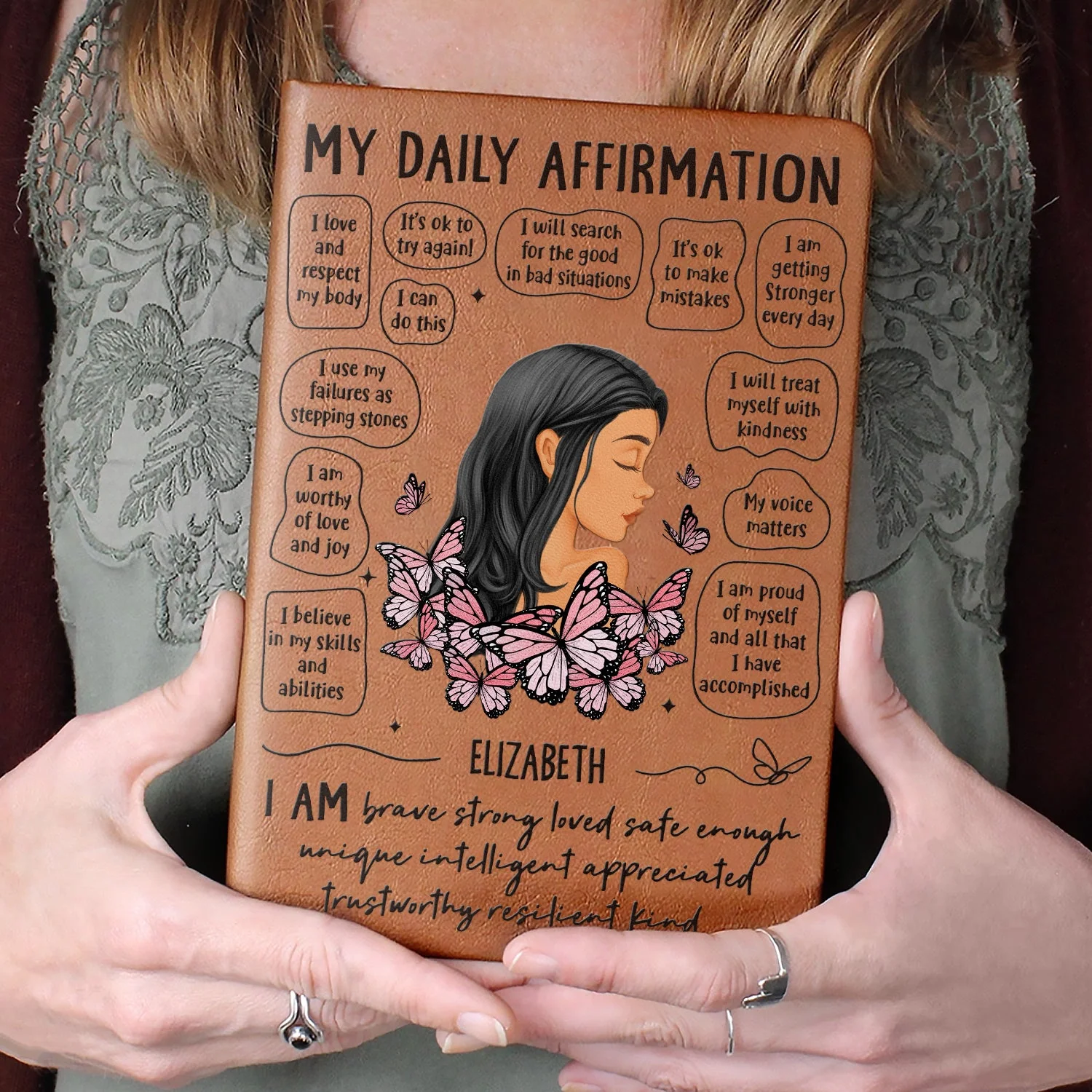 My Daily Affirmation - Gift For Women - Personalized Leather Journal - Image 4