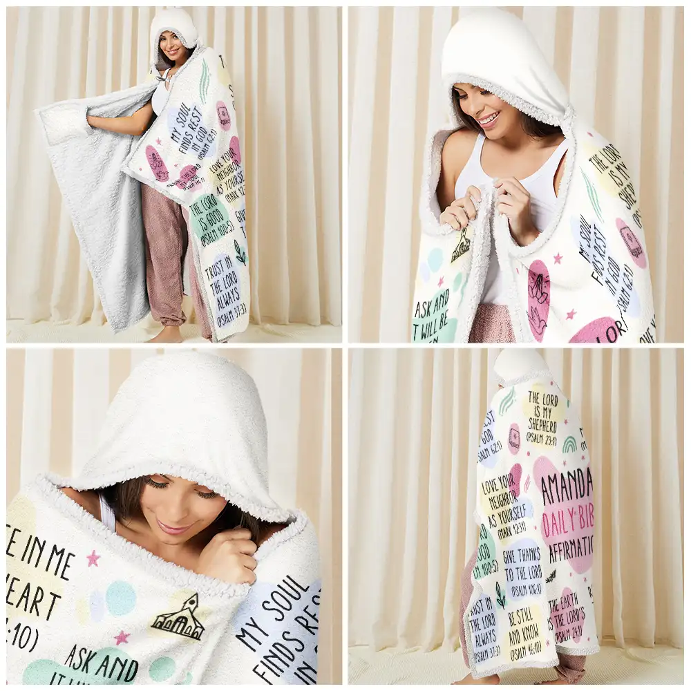 My Daily Bible Affirmations - Personalized Wearable Hooded Blanket - Image 5