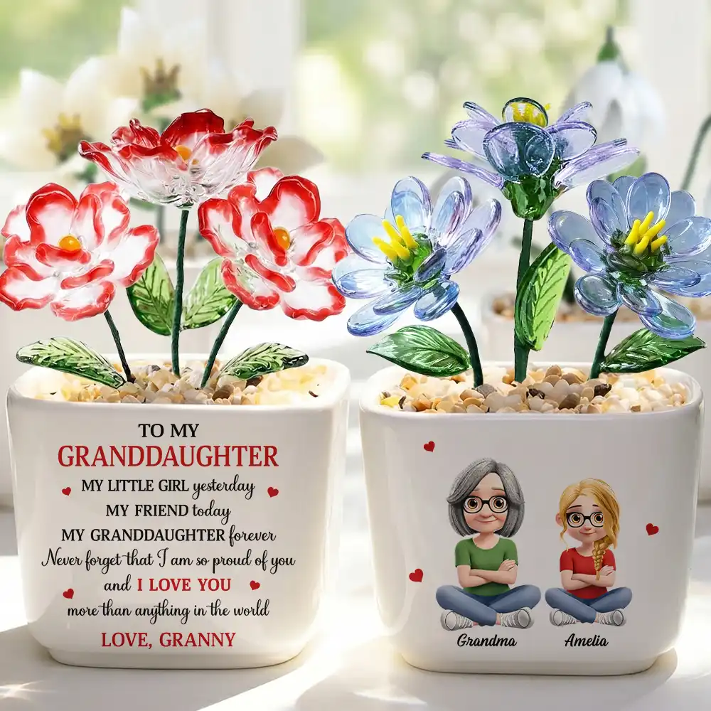 My Daughter Forever - Personalized Glass Flower Plant Pot - Image 3