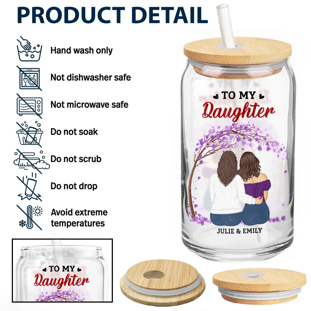 My Daughter Never Forget That I Love You Forever - Personalized Clear Glass Can - Image 4