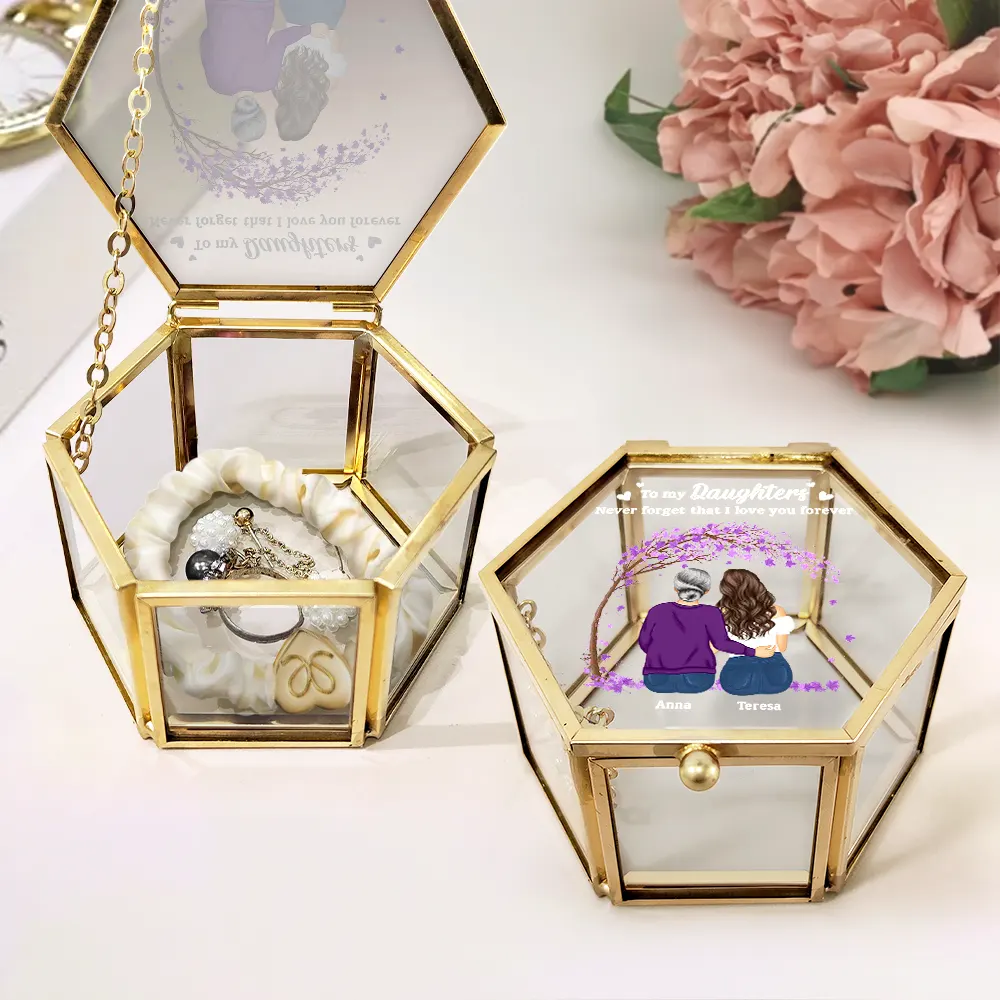 My Daughter Never Forget That I Love You Forever - Personalized Glass Jewelry Box - Image 2