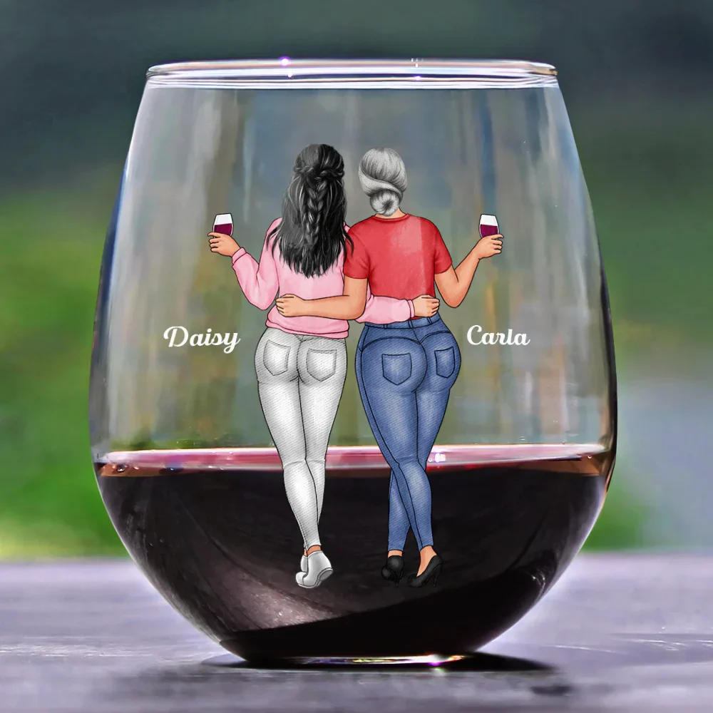My Daughter Whisper Back I Am The Storm - Personalized Stemless Wine Glass - Image 2