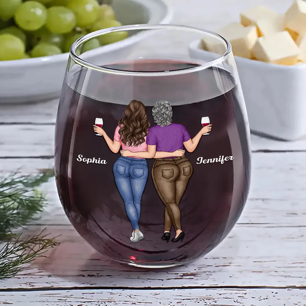 My Daughter Whisper Back I Am The Storm - Personalized Stemless Wine Glass - Image 6
