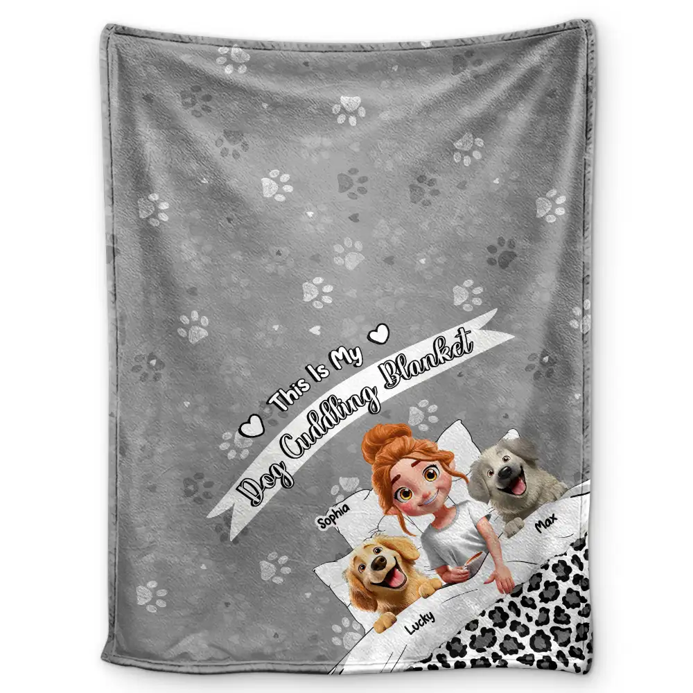 My Dog Cuddling Blanket Corner - Personalized Fleece Blanket, Sherpa Blanket