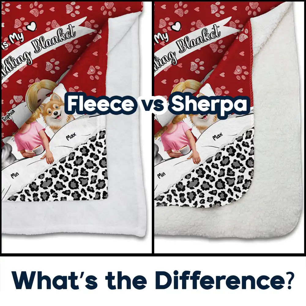 My Dog Cuddling Blanket Corner - Personalized Fleece Blanket, Sherpa Blanket - Image 4
