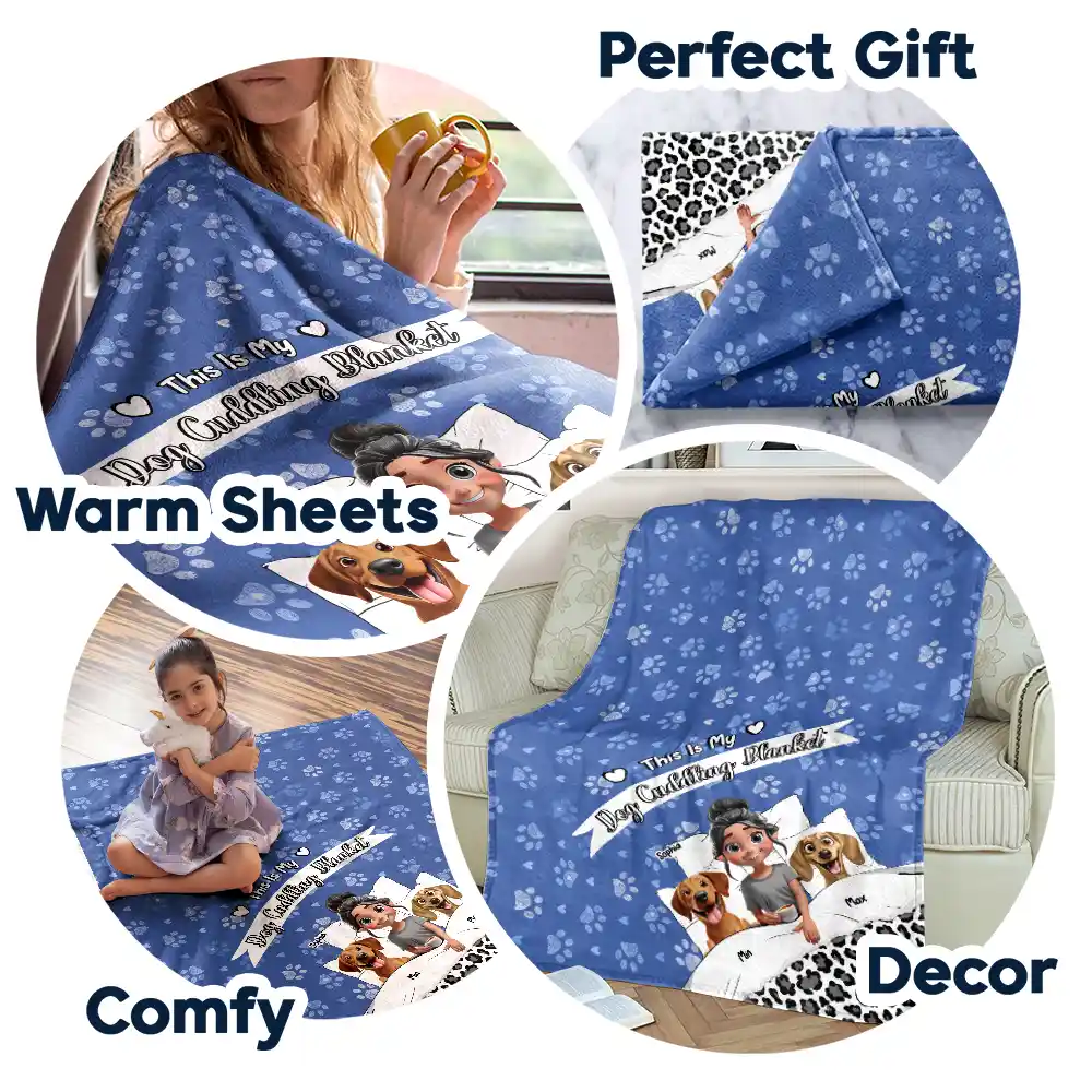 My Dog Cuddling Blanket Corner - Personalized Fleece Blanket, Sherpa Blanket - Image 7