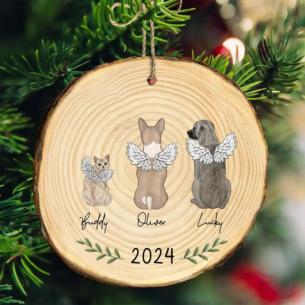 My Dogs Cats Pet 2024 - Gift For Dog Cat Lovers - Personalized Wood Slice Ornament - Image 3