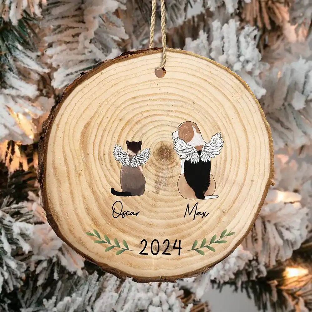 My Dogs Cats Pet 2024 - Gift For Dog Cat Lovers - Personalized Wood Slice Ornament - Image 4