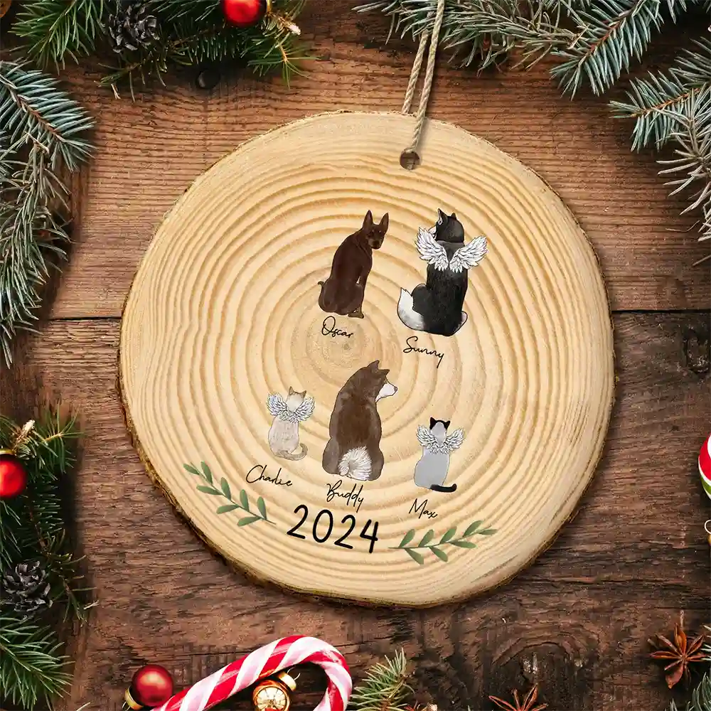 My Dogs Cats Pet 2024 - Gift For Dog Cat Lovers - Personalized Wood Slice Ornament - Image 5