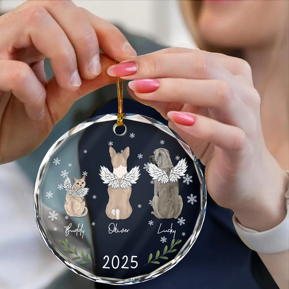 My Dogs Cats Pet - Personalized Circle Glass Ornament - Image 4