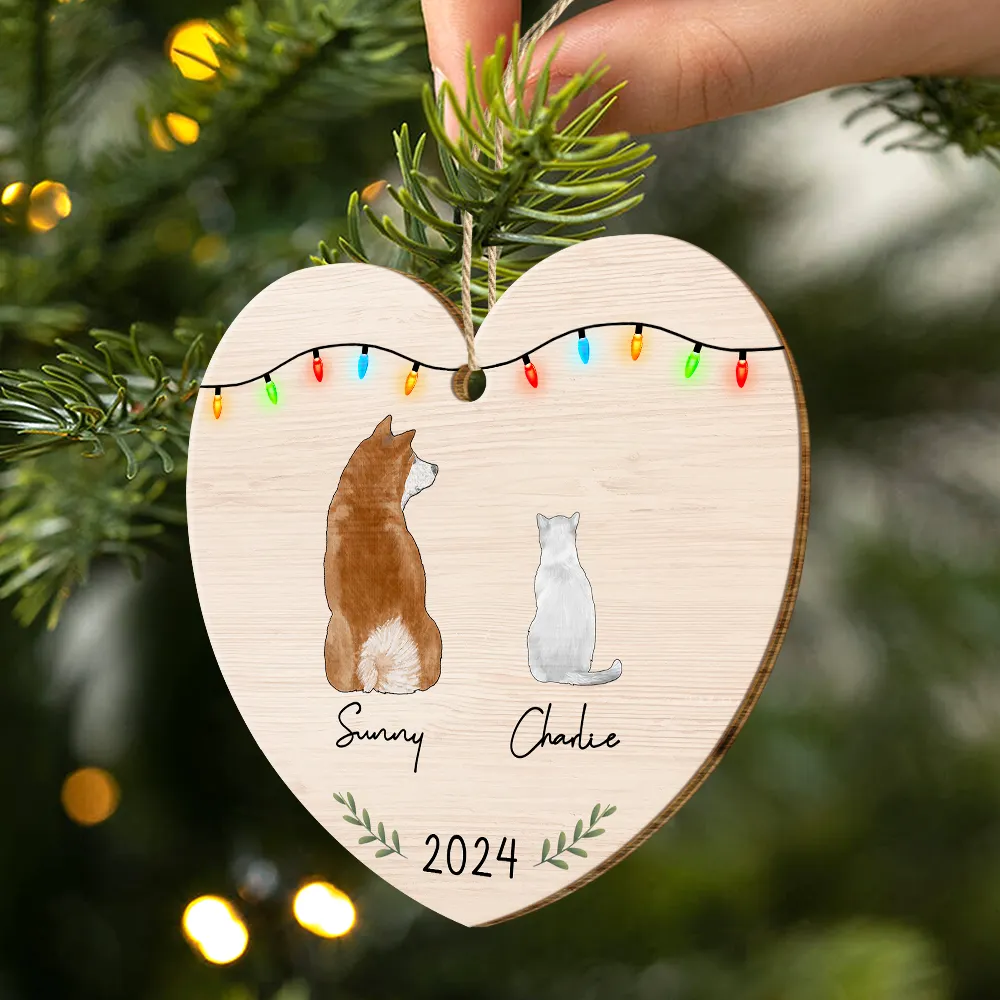 My Dogs Cats Pets - Personalized Custom Shaped Wooden Ornament - Image 2