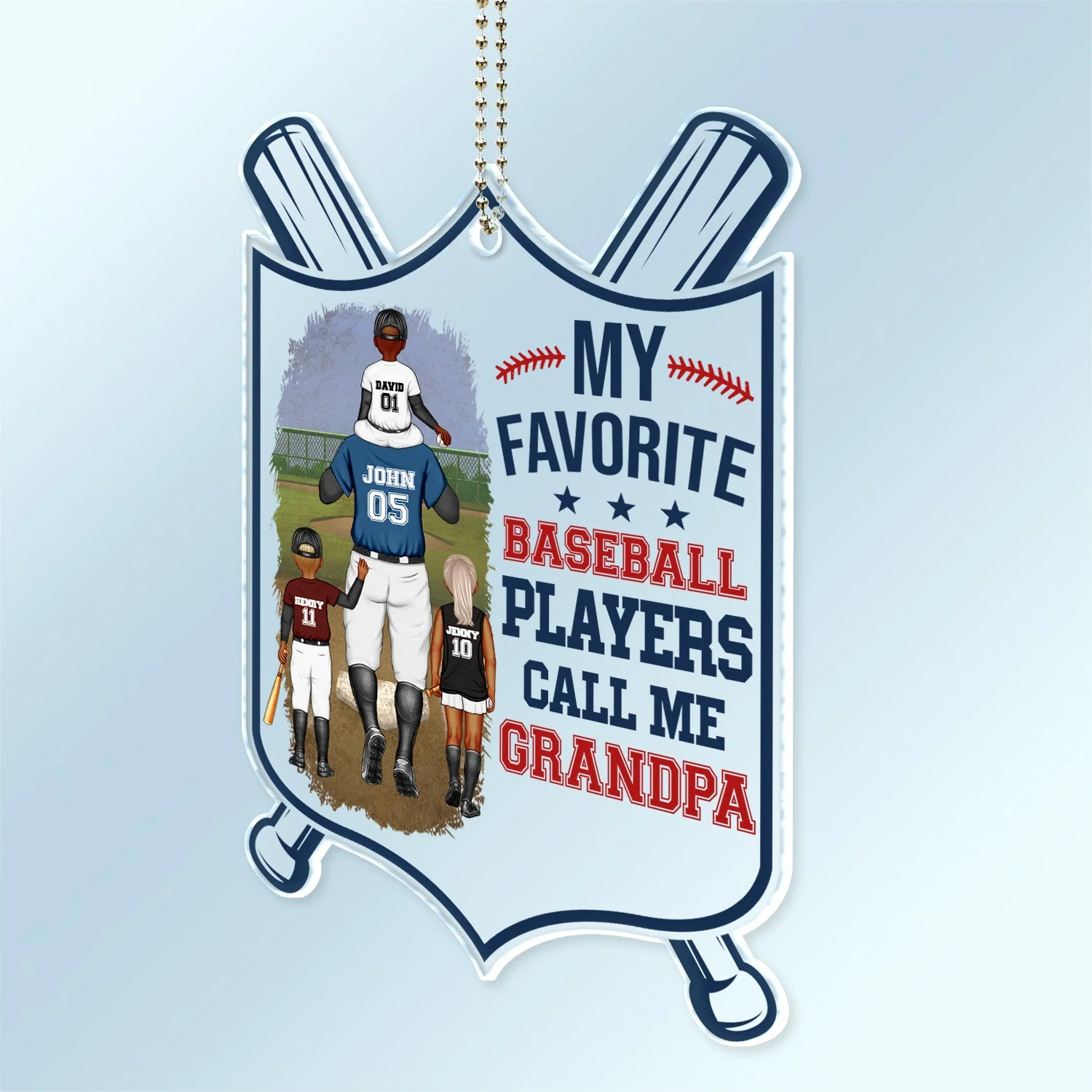 My Favorite Baseball Player Calls Me Dad - Gift For Father, Sport Fans - Personalized Acrylic Car Hanger - Image 2