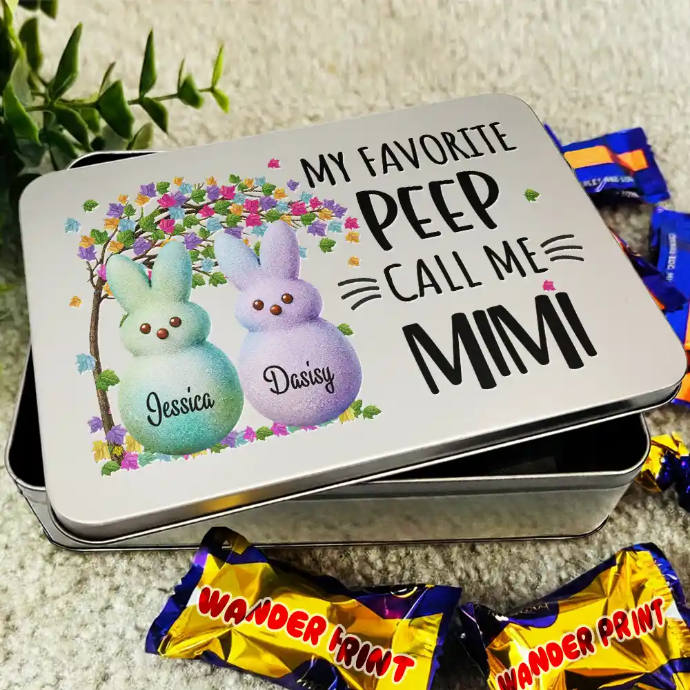 My Favorite Peeps Call Me Grandma - Personalized Metal Biscuit Tin - Image 3