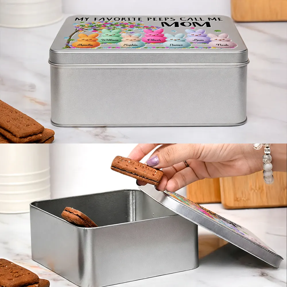 My Favorite Peeps Call Me Grandma - Personalized Metal Biscuit Tin - Image 5