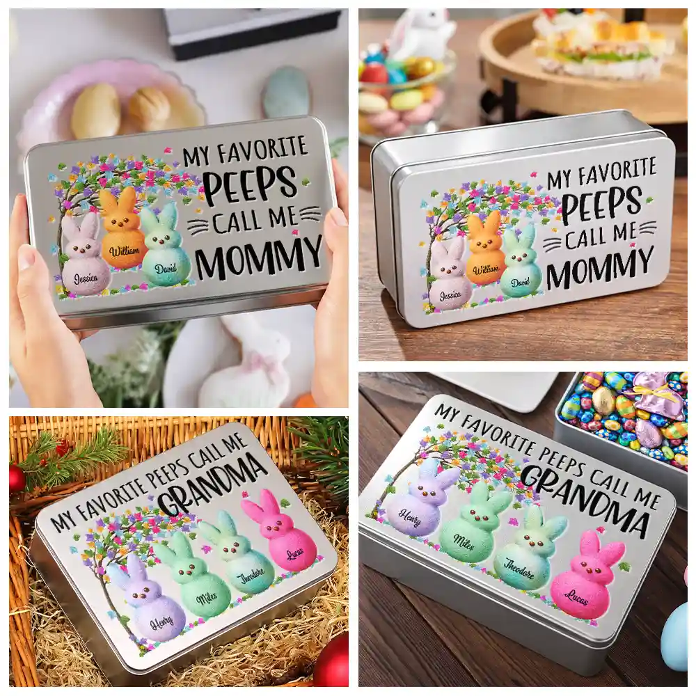 My Favorite Peeps Call Me Grandma - Personalized Metal Biscuit Tin - Image 6