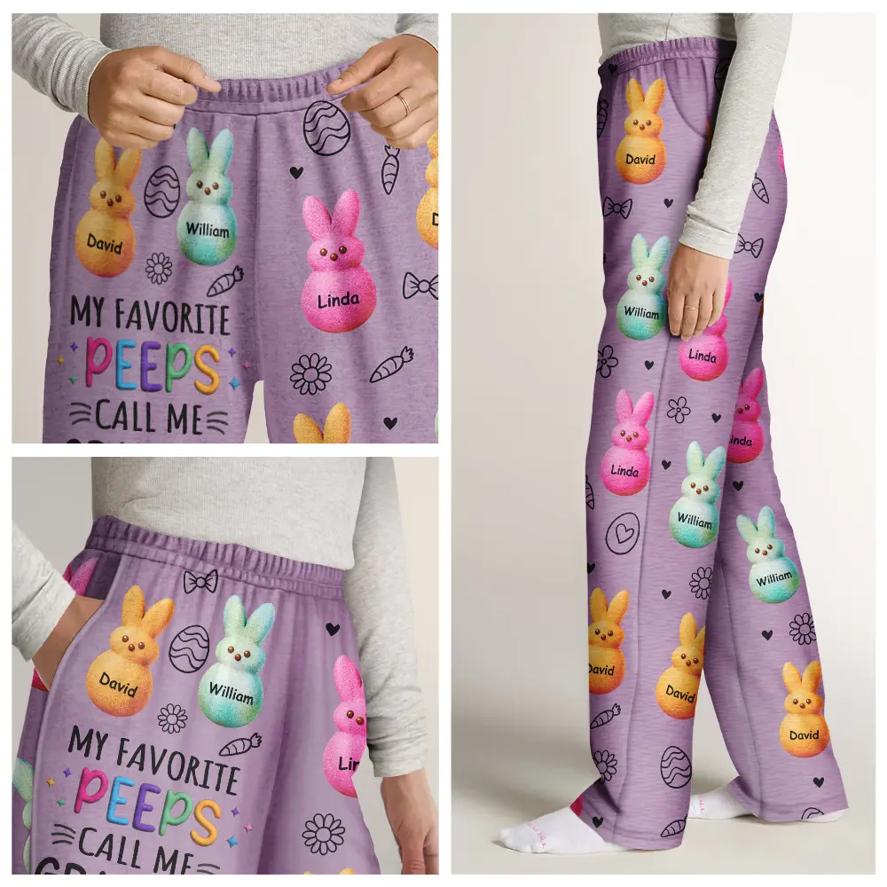 My Favorite Peeps Call Me Grandma - Personalized Pajama Pants - Image 6