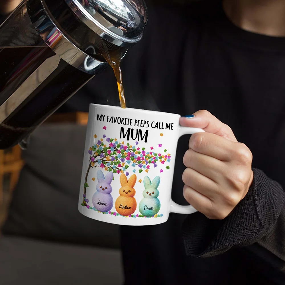 My Favorite Peeps Call Me Grandma - Personalized White Edge-to-Edge Mug - Image 4