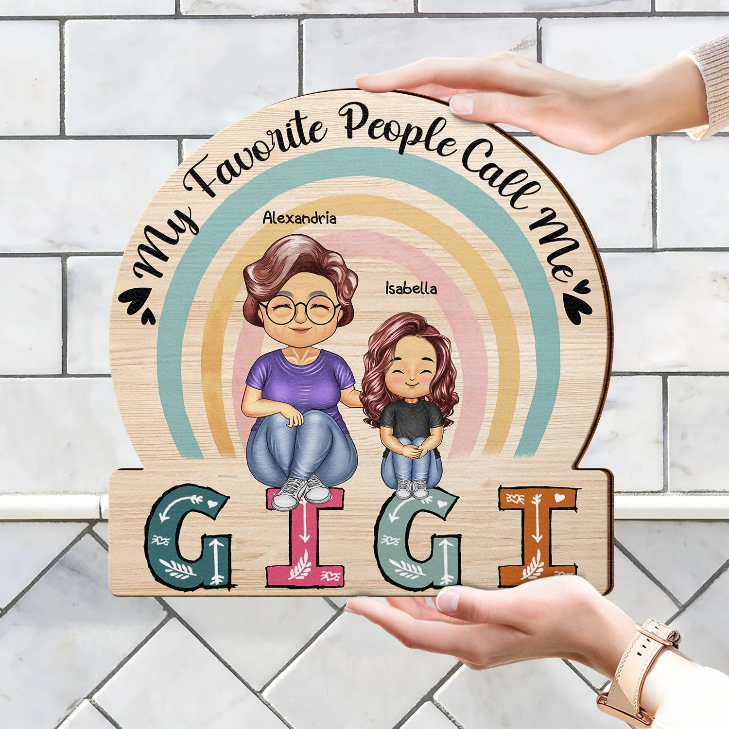 My Favorite People Call Me - Birthday, Loving Gift For Mom, Mother, Grandma, Grandmother - Personalized Custom Shaped Wood Sign - Image 4