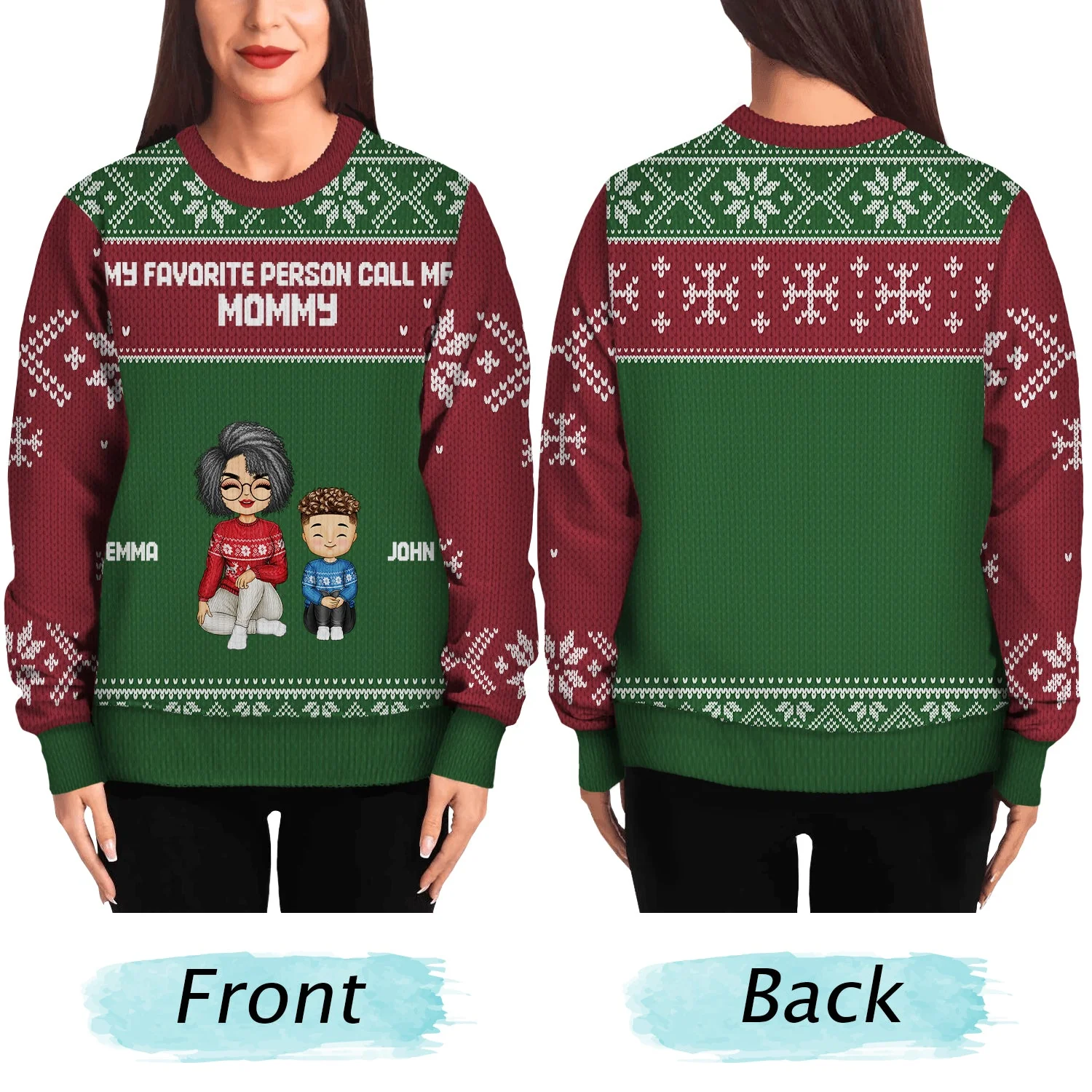 My Favorite People Call Me - Christmas Gift For Grandma, Mom - Personalized Unisex Ugly Sweater - Image 5