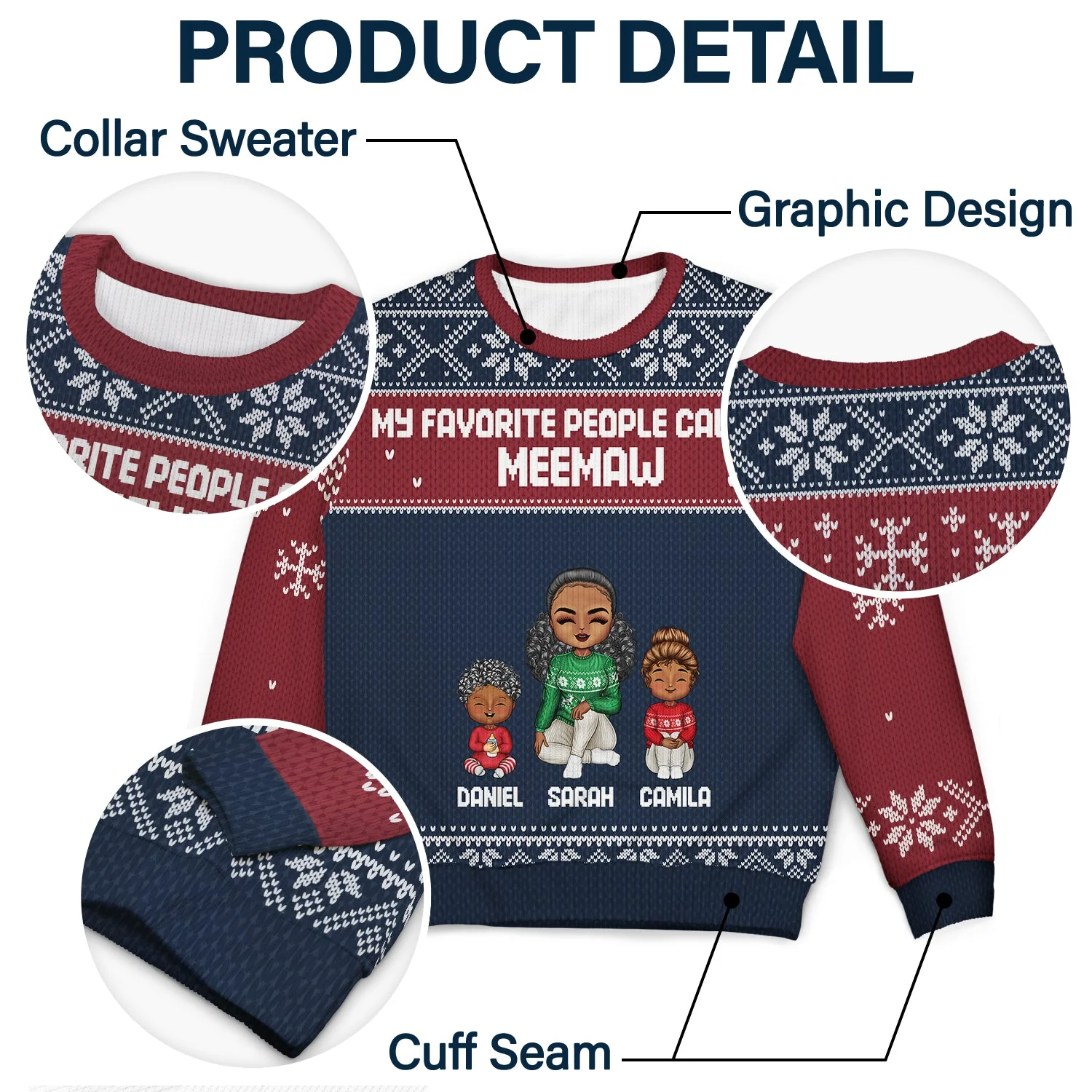 My Favorite People Call Me - Christmas Gift For Grandma, Mom - Personalized Unisex Ugly Sweater - Image 6